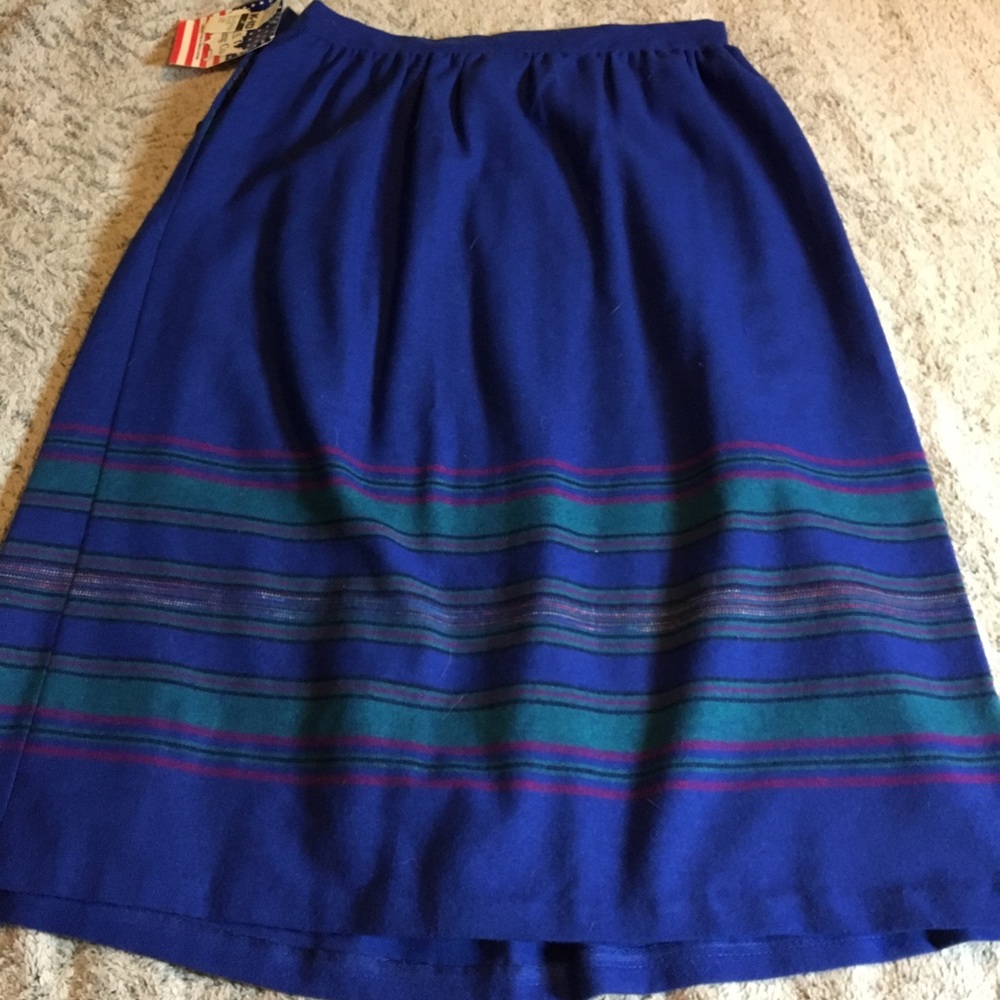 Vintage Blue A-Line Knee-Length Skirt